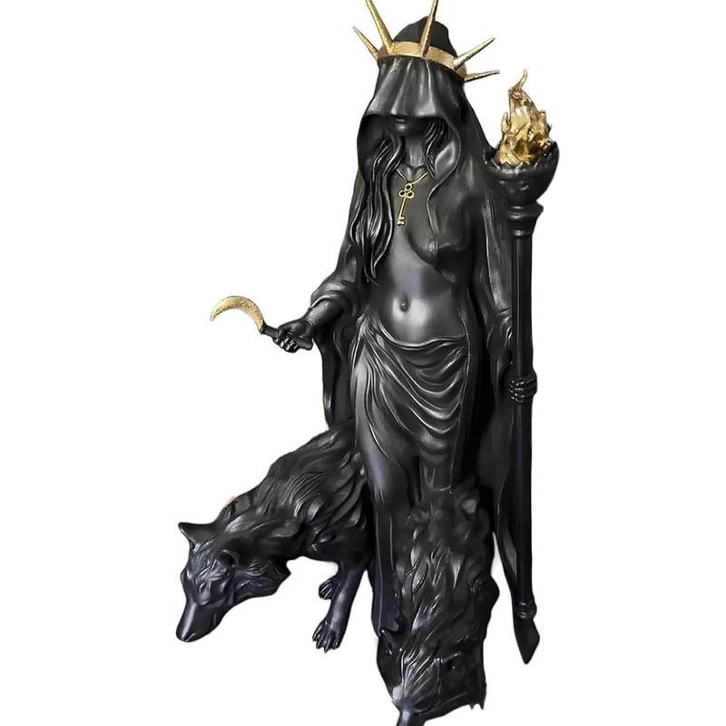 Witch Statue Halloween Decoration Greek Goddess Statue Home Decoration Modern Magic Hound Resin Sculpture Decoration