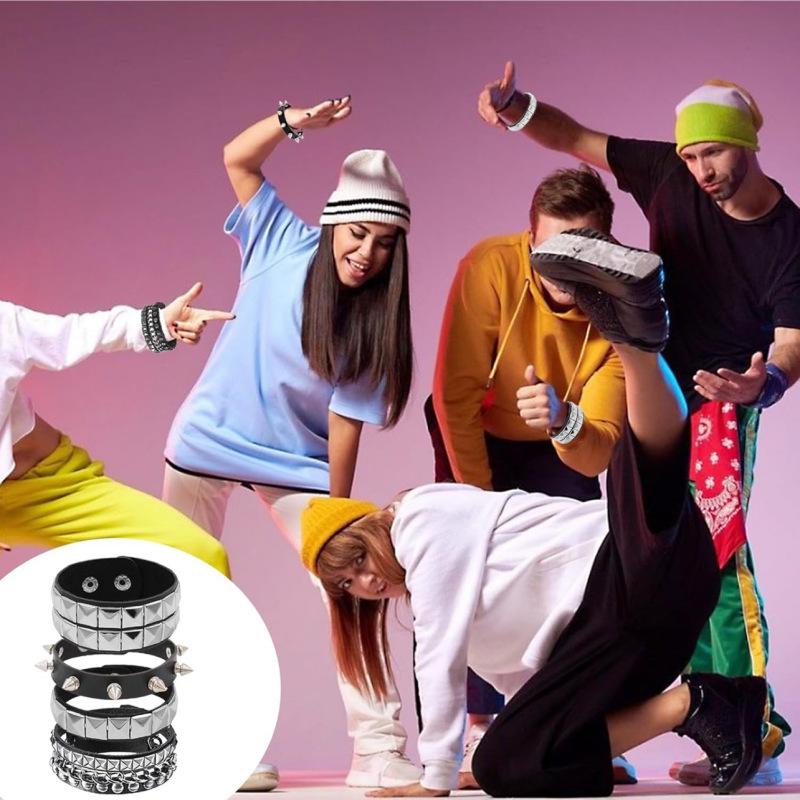 European & American Punk Layered Leather Couple Bracelet - Street Style Jewelry