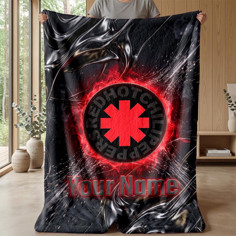 Red Hot Chili Peppers Custom Flannel Throw Blanket Print Your Name Text Soft Warm Blanket Holiday Present