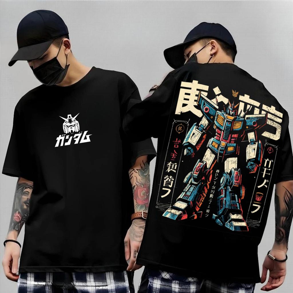 

Японське аніме Мобільний костюм RX782 Гандам Літні бавовняні футболки з принтом з коротким рукавом Чоловіки Жінки Харадзюку Y2k Батьківсько-дитячі футболки 4XL