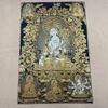35"Thangka Embroidery Tibetan Buddhism silk Embroidery six arm Mahakala Vajra Buddha Thangka hanging screen Town house