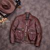 Chinese Size Vintage Red Brown Men Genuine Leather Jacket Real Cowhide Air Force Flight Suit A2 Pilot Jacket Bomber Jacket
