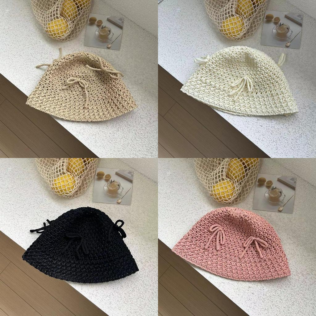 Korean Of Version Plaited Spring And Summer Lovely Bow Knit Womens Sunshade Hat