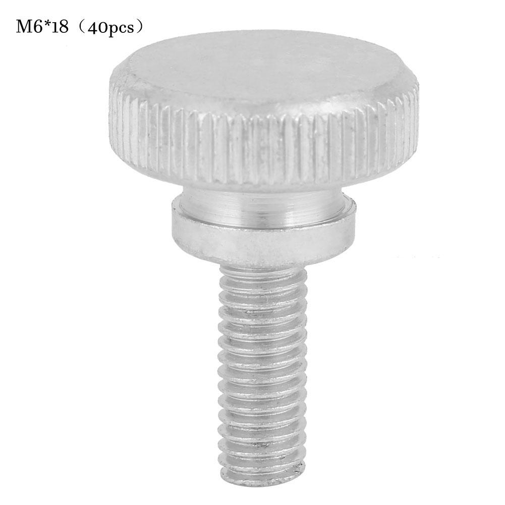40pcs M6 Zinc Plated Carbon Steel Flat Knurled Head Bolts Thumb Screws (M6*18)