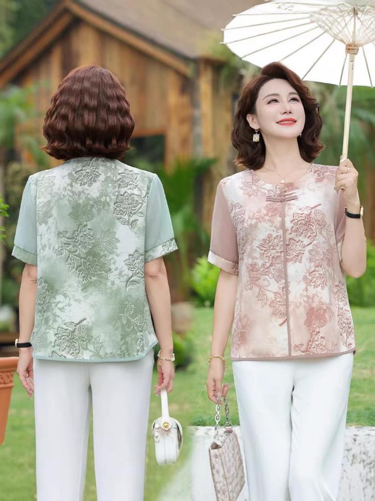 Mom's Summer Chiffon Short-Sleeve Top - Vintage Style 2026 for 50s & 60s