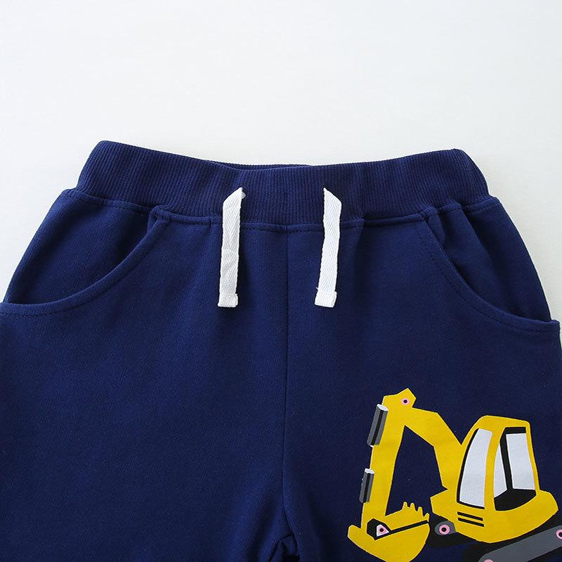 Pantaloni Scurți Sport pentru Copii de Vară cu Imprimeu Excavator - Stil European și American