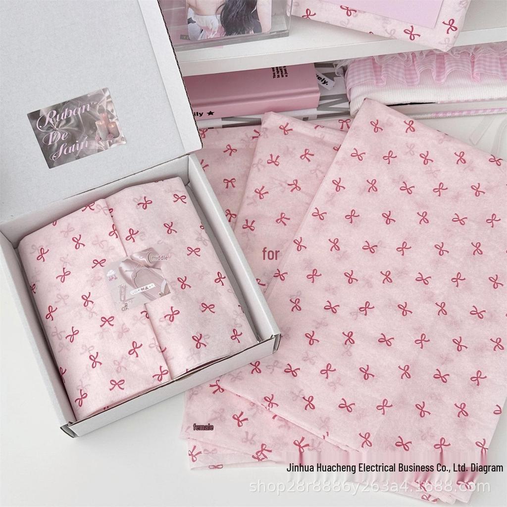 10 Ballet Style Bowknot Gift Wrap Sheets with Small Cards - Pearlescent Paper for Packaging