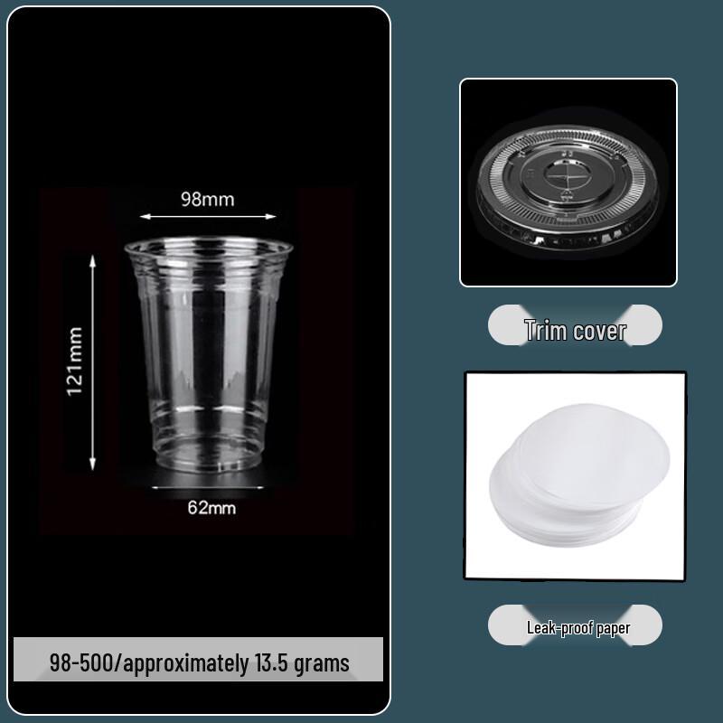 Shixun 500ml Disposable Cold Drink Cups with Lids & Straws (100-Pack)