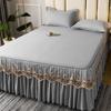 3pcs Set Raw Cotton Bed Romance Dust Protector Cover Soft Bedspread Embroidery Lace Edge Bed Skirt with 2pcs Pillowcase
