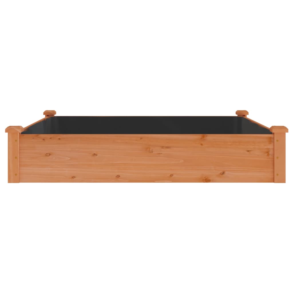 Raised Garden Bed with Liner Brown 120x120x25 cm Solid Fir Wood