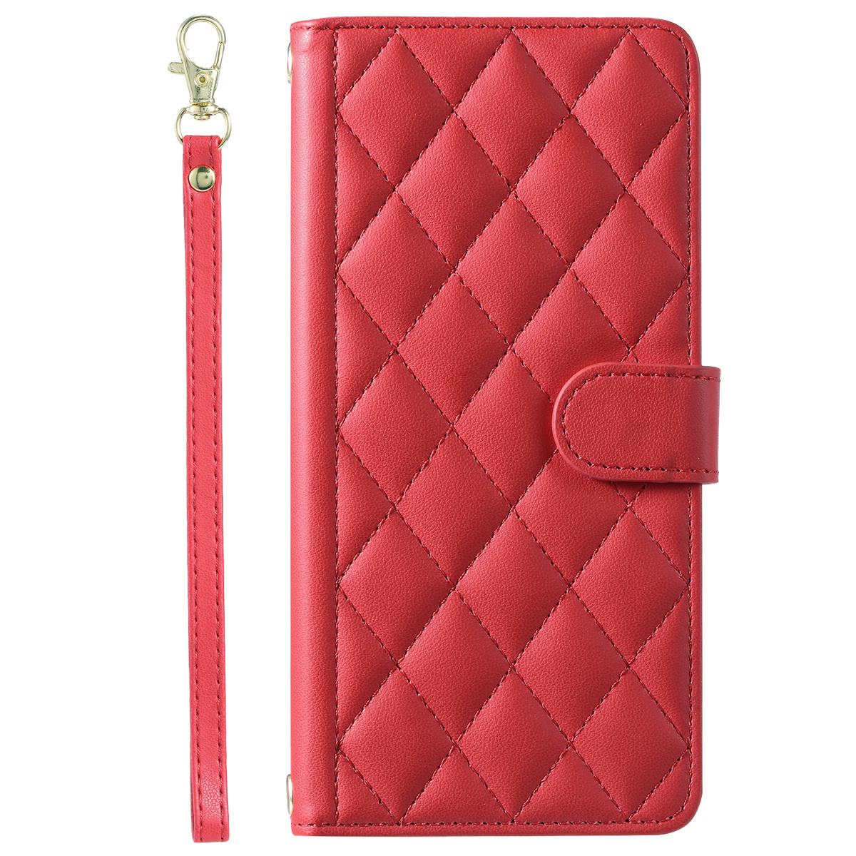 

Для Oppo Realme Oppo A7, A57, A31, A8, A93, Realme 11 Pro, Realme 10, Realme 9, Realme 8... Чехол-бумажник из искусственной кожи с ромбовидным клетчатым узором Realme 10 4G красный