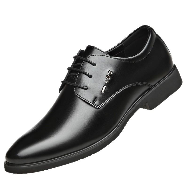 Spring and Summer New Pointed Leather Shoes Men's Youth Korean Version British Men's Shoes Men's Business Shoes Lace-up