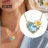 Dainty Pendant Necklace Birthstone Heart Necklace, Birth Stone And Flower Jan To Personalized Jewelry Dec Floral Birthday Gift for Mom Wife