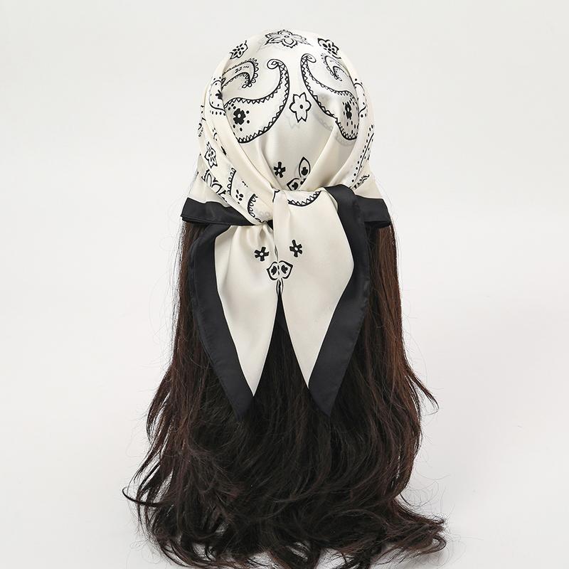 Fashion Print Silk Hairbands Scarf Women  Spring New Elagant Floral Bandana Neck Kerchief Head Bands Foulard Female Scarfs