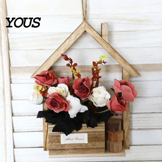 Vertical Wall Garden Decor Wooden Planter, Creative Hanging Flower Pot Basket for Indoor Plants Vase Faux Flowers, Rustic Living Room Balcony