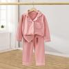 Boys Girls Kids Pajamas Set with Collar Long Sleeve Two Piece Sleepwear for Autumn Winter