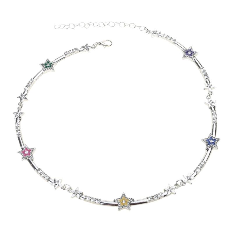 Five-pointed Star Aesthetic Necklace Diamonds Inlay Simple Clavicle Chain Women Girls Wedding Jewelry Birthday Gift