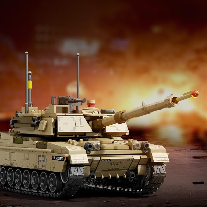 Non-Toxic Sembo Block Usa Military M1A2 Abrams Main Battle Tank Building Blocks Moc Ww2 Weapon Bricks Toys For Children Kids Halloween Gifts