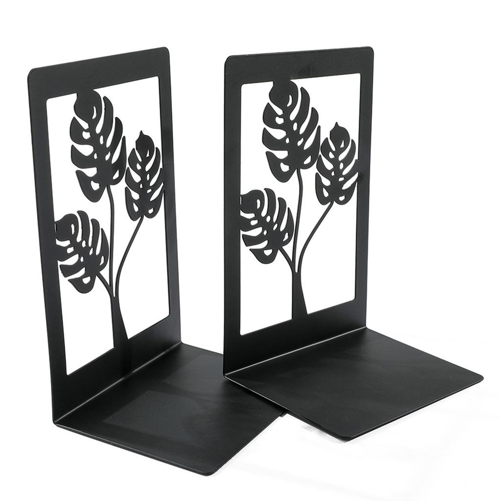 2Pcs Book Ends for Shelves Hollowed Leaf Metal Bookends Heavy Duty Book End Decorative Book Stoppers for Office School