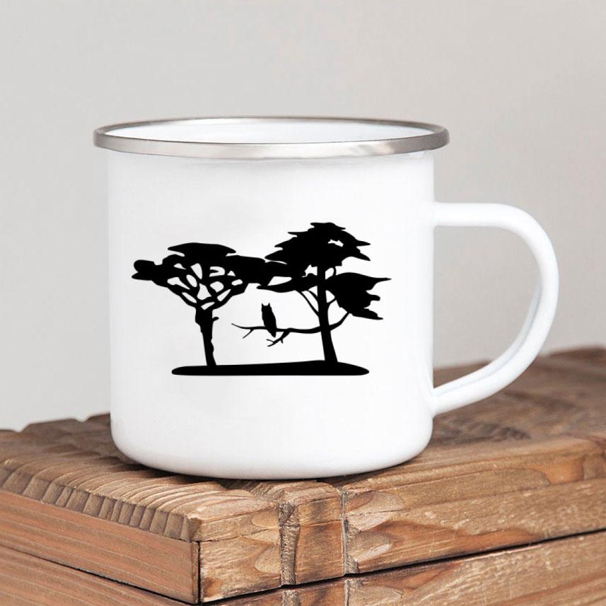 Caneca de café esmaltada Forest Camp Adventure Together Camping Cup Ideia de presente para campista Canecas de fogueira ao ar livre Festival ao ar livre Viagem