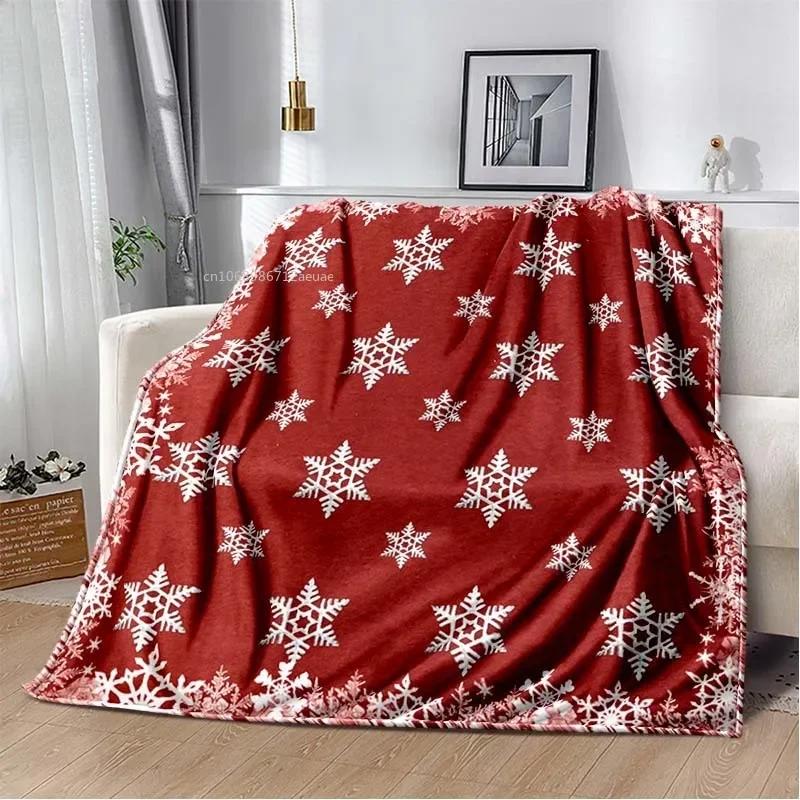 1pc Red Christmas Blanket Snowflake Print Warm Smooth Flannel Blanket for Living Room Bedroom New Year Christmas Gift Home Decor