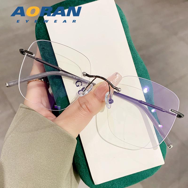 Randlose Cut-Edge Blaulichtfilter-Brillenfassung für Männer & Frauen - Schlankmachend für das nackte Gesicht, Große Passform, Myopie-kompatibel