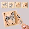 Baby Puzzle Animal Puzzle Toys Infant Early Childhood Toys Children's English Words Cognitive Puzzle Board Wooden Toys Christmas Halloween Birthday