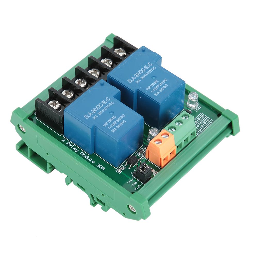 2-Kanal 30A 24V Relaismodul mit Optokoppler-Isolation, unterstützt Low/High-Level-Trigger