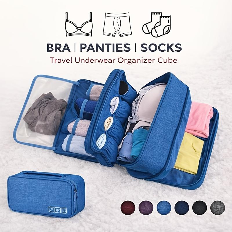 Travel Underwear Organizer Foldable Zipper Pouch Lingerie Bra Sock Hanging Durable Fabric Space Saving Suitcase Storage Gear