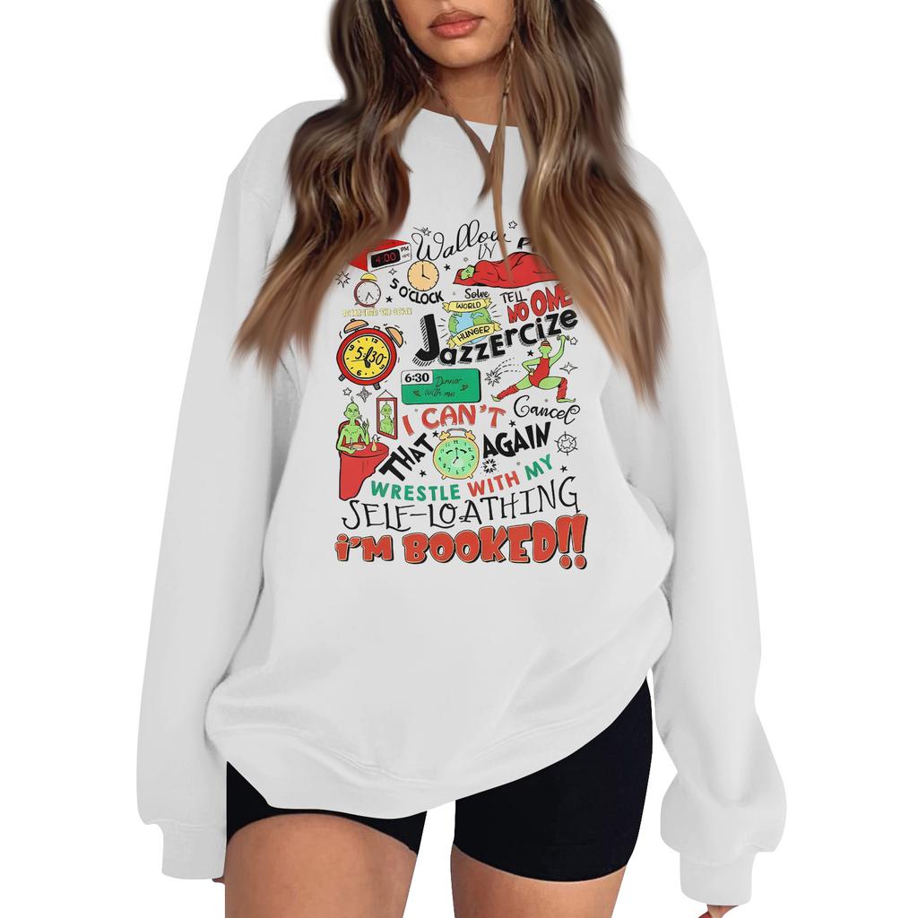 Women's Fashion Long-Sleeve Pullover Sweatshirt With Fun Christmas  Print