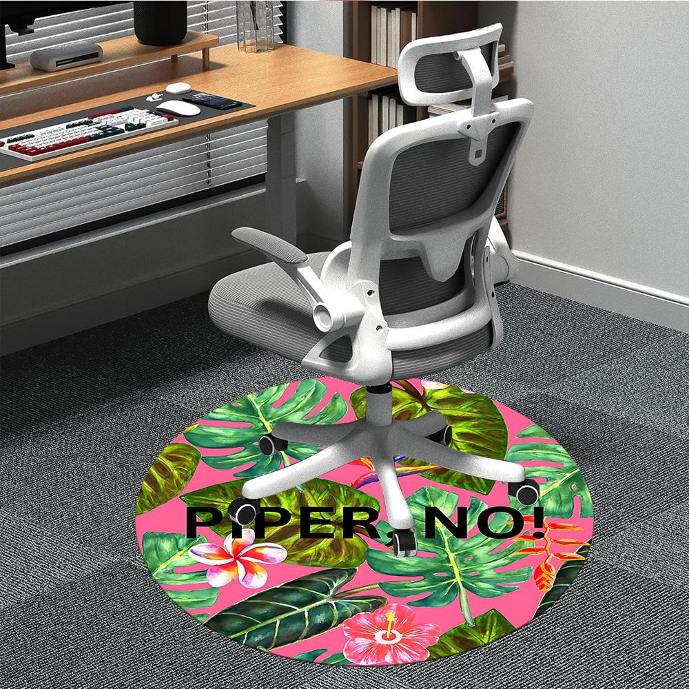 

1pc Tropical Leaves Chair Carpet for Office, Non slip, Soft and Durable Office Rug for Interior Decoration 80cm