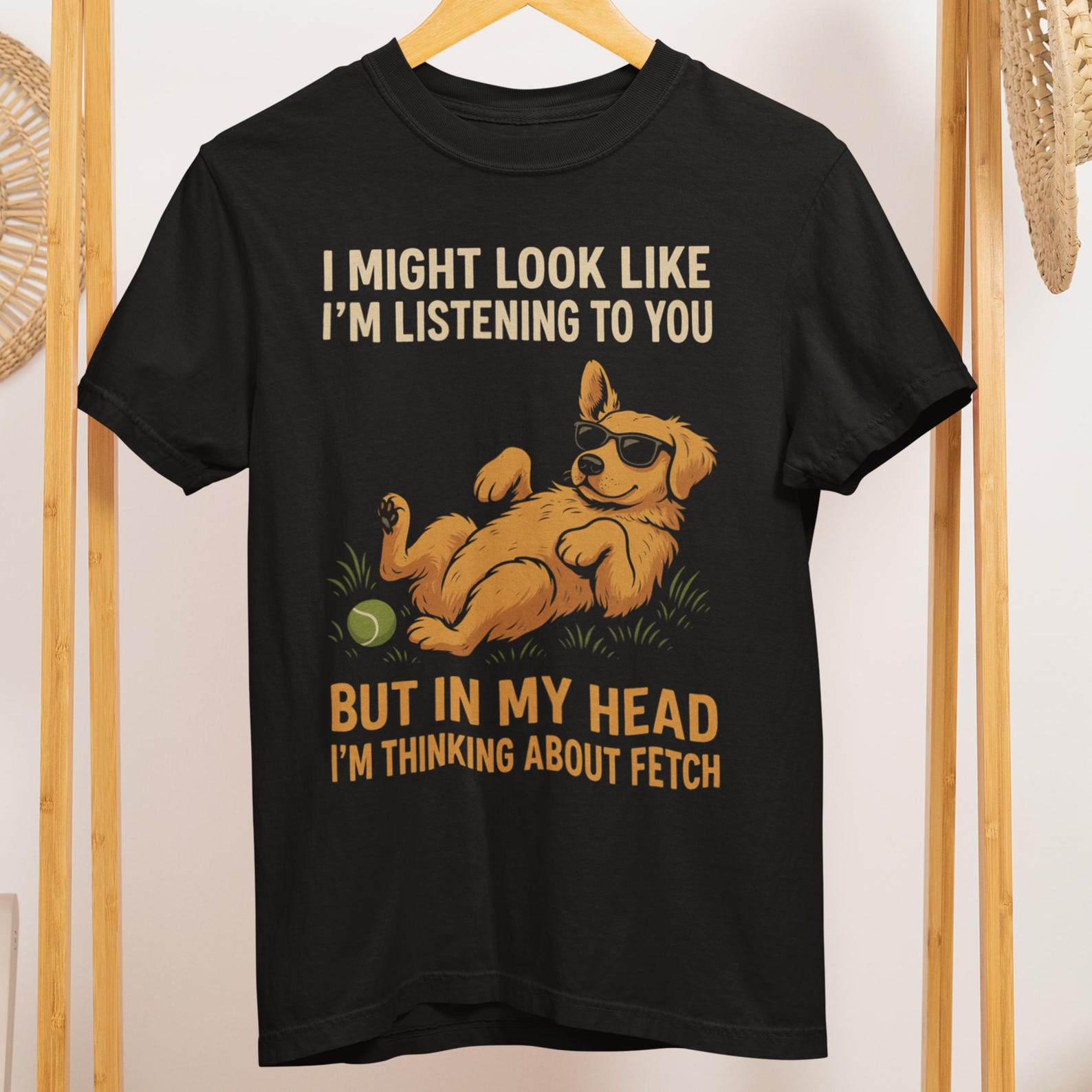 Funny Golden Retriever Comfort Colors T-Shirt – Thinking About Fetch S