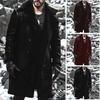 Men European Size Thickened Warm Faux Suede Long Zipper Jacket Winter Outerwear