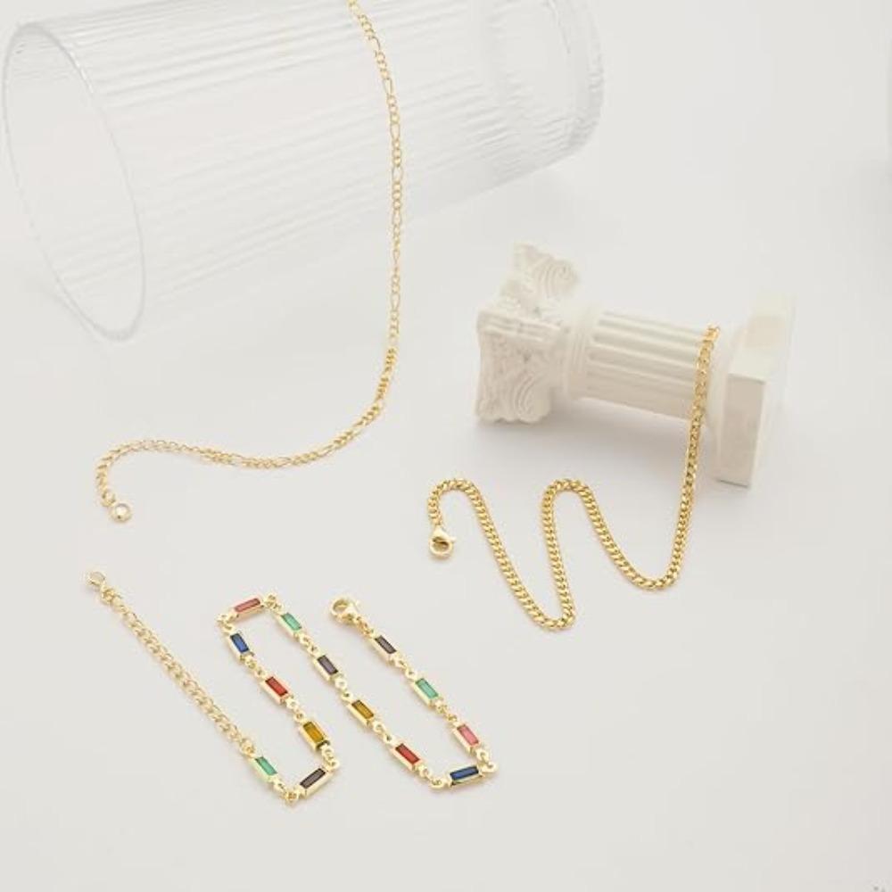 Women's Ankle Bracelet Set. Stackable beaded chains, adjustable for a perfect gift.