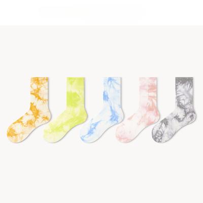 5 Pairs of Male Spring and Autumn Tie Dye Sports Breathable Street Trend Tube Socks