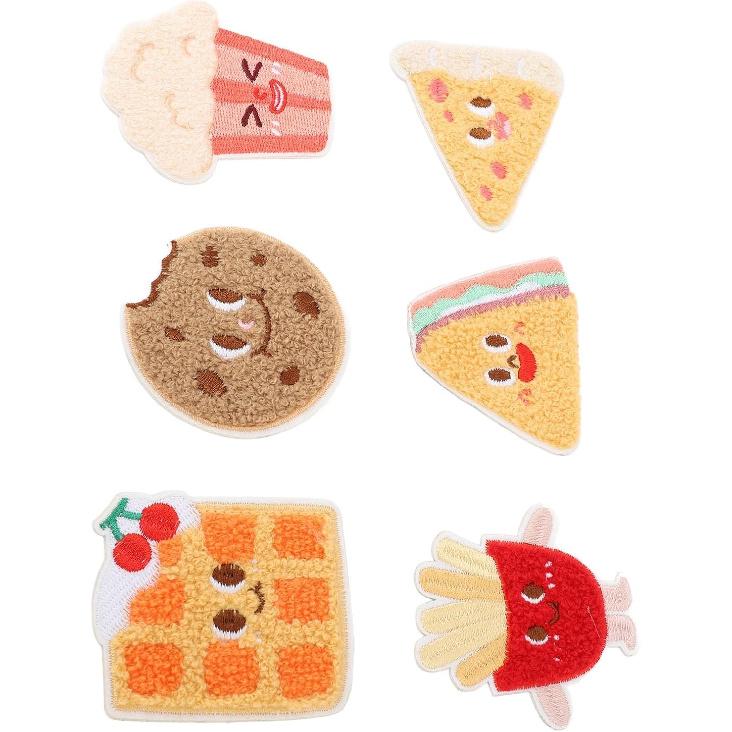 Cute Food Embroidered Patches, 12PCS Cartoon Embroidered Patches Assorted Styles Cute Theme Iron On Sew On Patches for Kid Adults Cute Embroidery