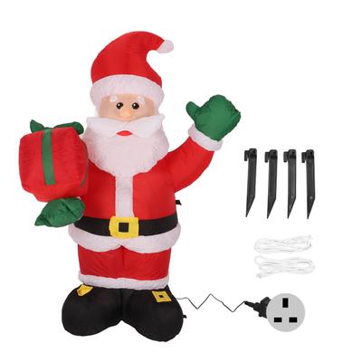 Vianočná nafukovacia dekorácia 4FT polyesterové vlákno nafukovací Santa Claus držiaci darček pre