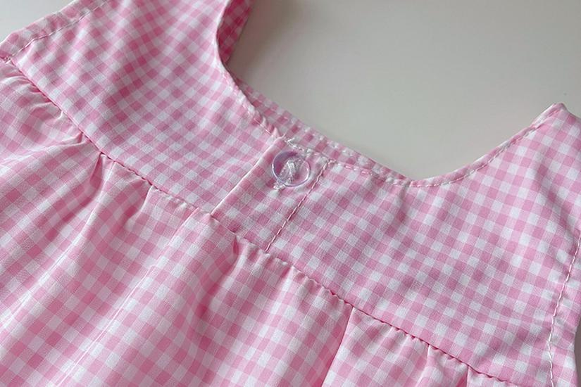 Girls' Houndstooth Summer Camisole & Cardigan Set with Lace Collar (2026 Korean Style)