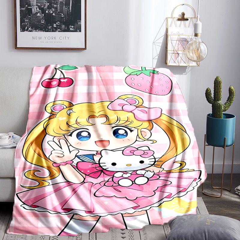 Pink Heart Puella Magi  Throws Blanket Flannel Blankets Plush for Couch Bed Gifts for Men Women Travel picnic blanket Christmas fan gifts