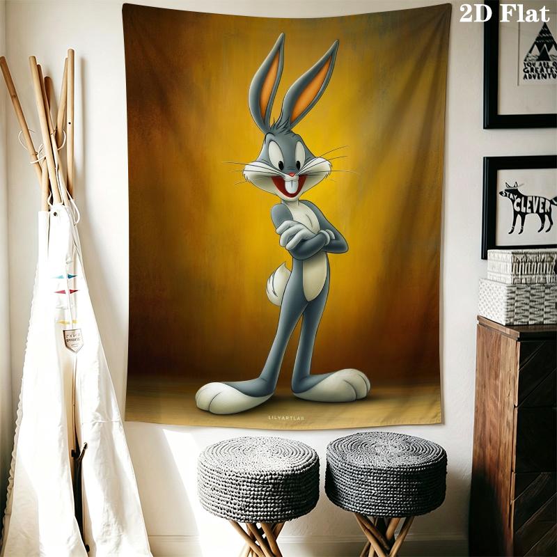 Bugs Bunny Wall Tapestry Aesthetic Wall Hanging Printed Fabric Blanket Decorative Tapestries for Bedroom Living Room Home Decor