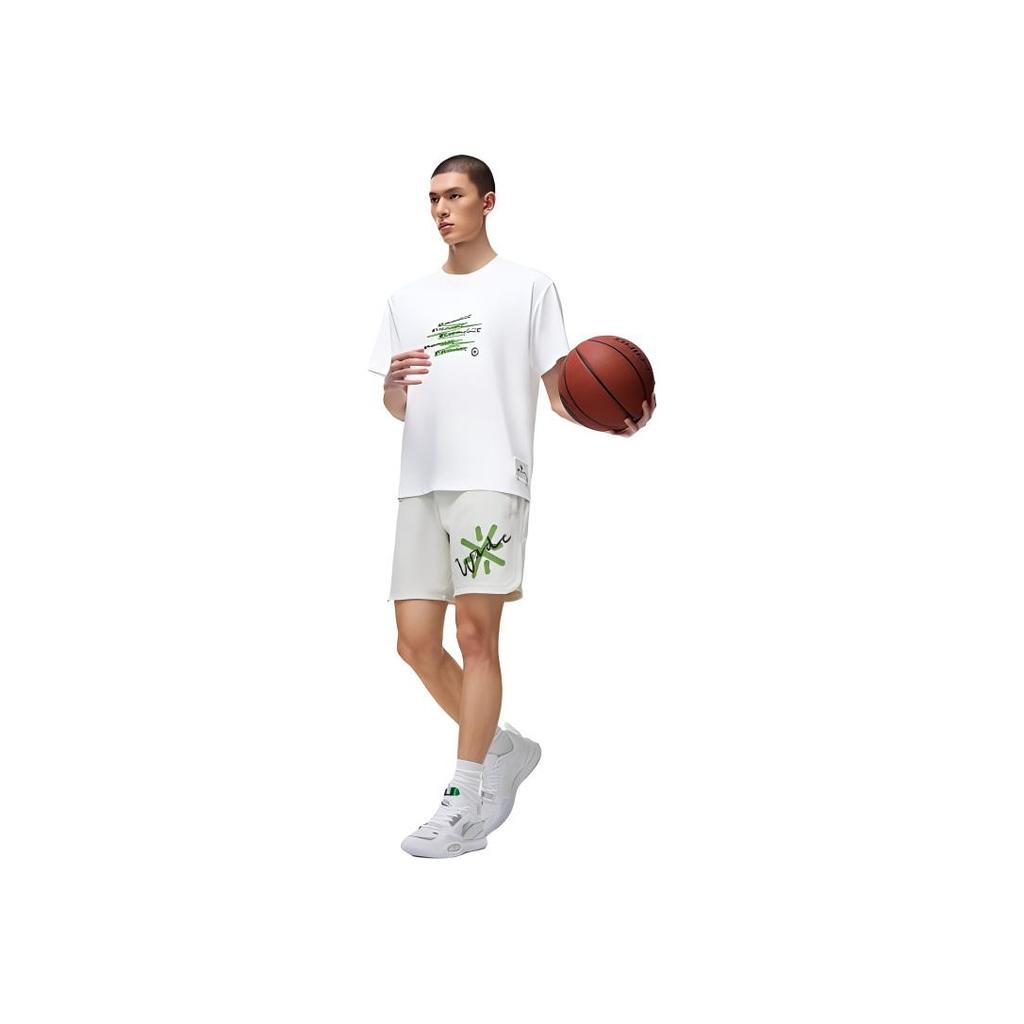 Li-Ning Buchstabenaufdruck Locker Kurzarm T-Shirt Unisex Oberteile Weiß AHST339-2