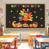 Konsait 49Pcs Turkey Bulletin Board Decorations, Happy Thanksgiving Cutouts for Bulletin Board, Thanksgiving Decoration for School Home Office