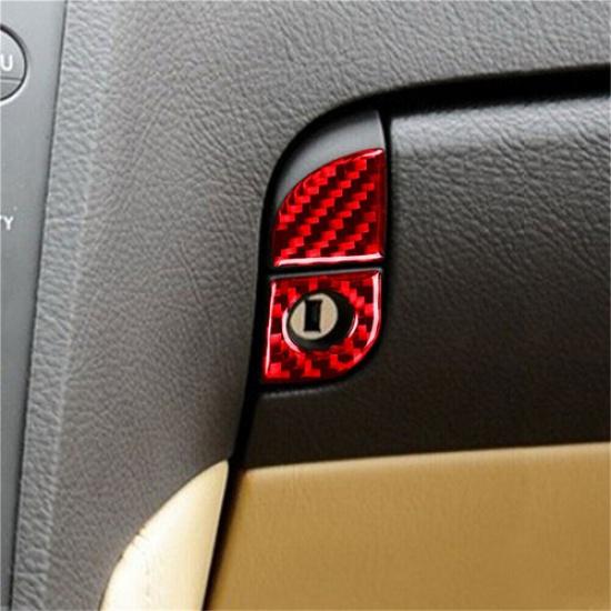 2Pcs Red Carbon Fiber Interior Glove Box Lock Cover Trim For Lexus GS300/350/460