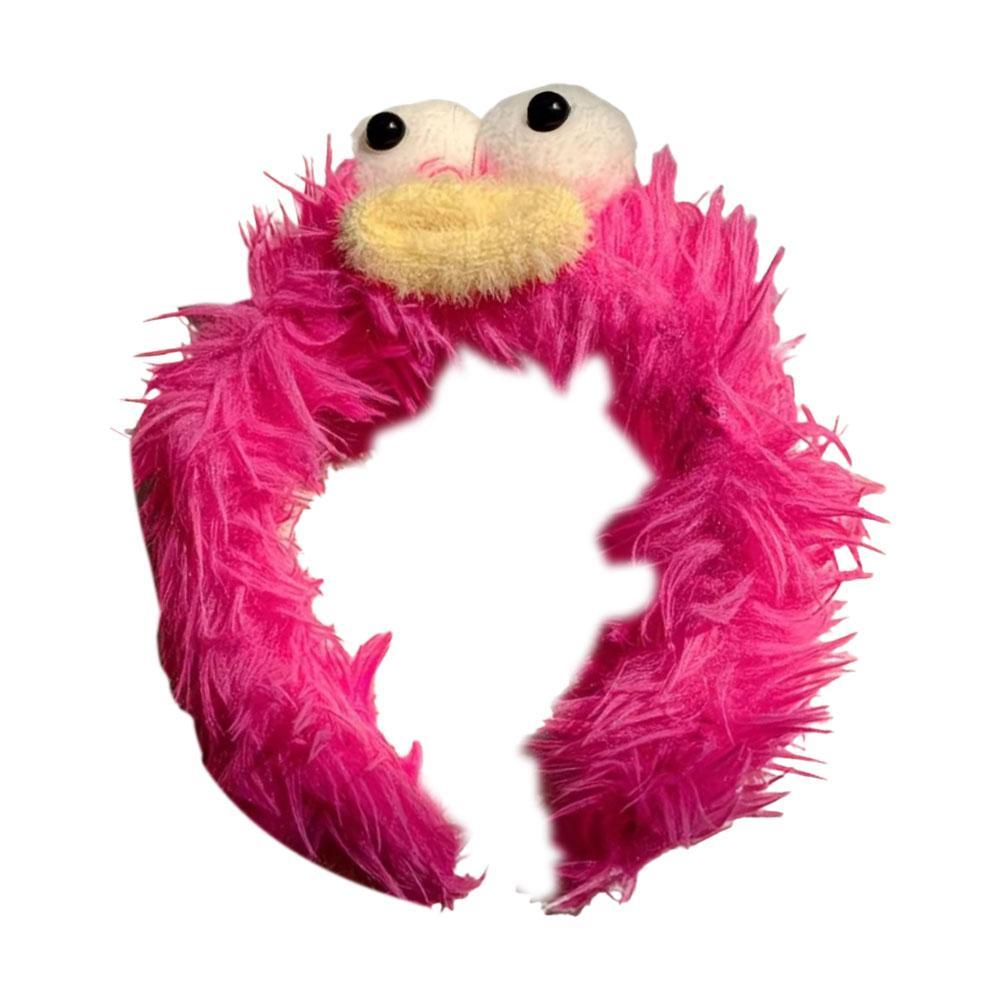 Funny Furry Monster Headband with Big Eyes, Plush Cartoon Headdress for Women Adults Face Washing & Party Wear Costume Cosplay