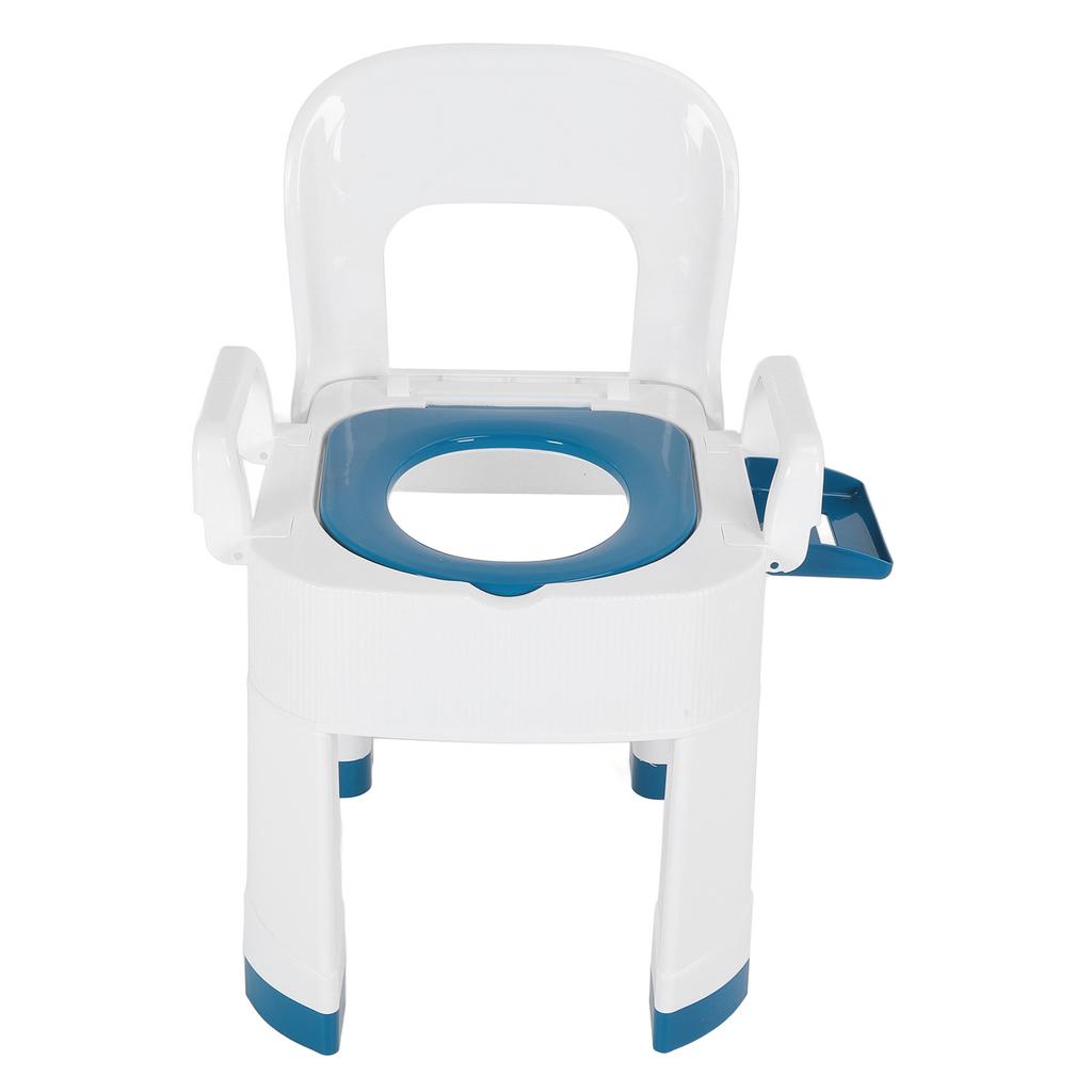 Folding Squat Toilet Commode Chair Shower Toilet Chair with Widened Armrests for Elderly Pregnant Women Blue
