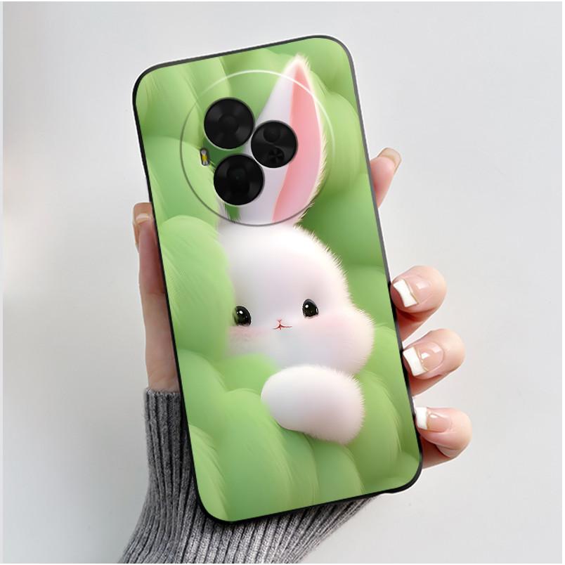 New Soft Black Casing For TCL NxtPaper 60 Ultra Green Cartoon Rabbit Pattern Shockproof Cover For TCL Ion X/TCL Ion V Case