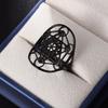 Stainless Steel Metatron Ring Adjustable Size Archangel Signet Lotus Flower Ring Solomon Geometry Supernatural Women Jewelry