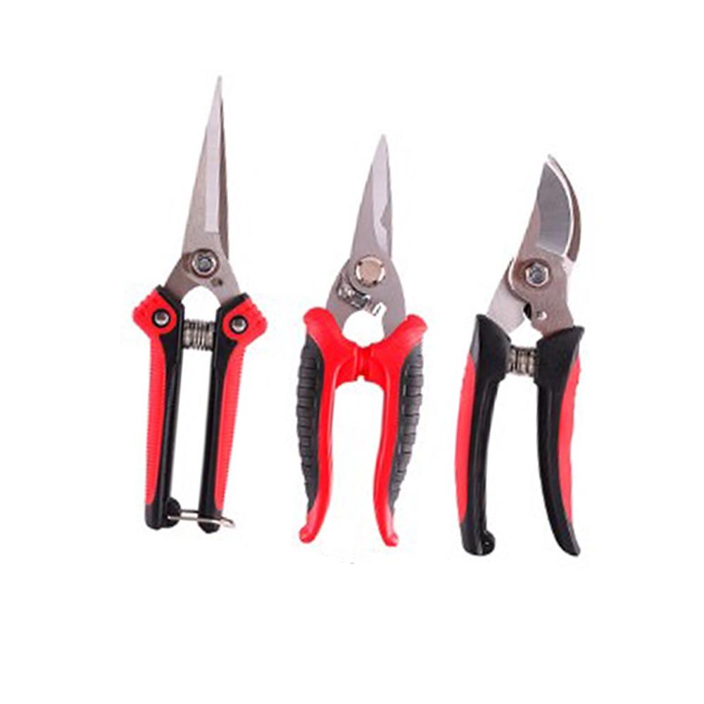 Silver and Red Pruning Shears Set Heavy Duty Bypass Pruners Professional Flower Shears