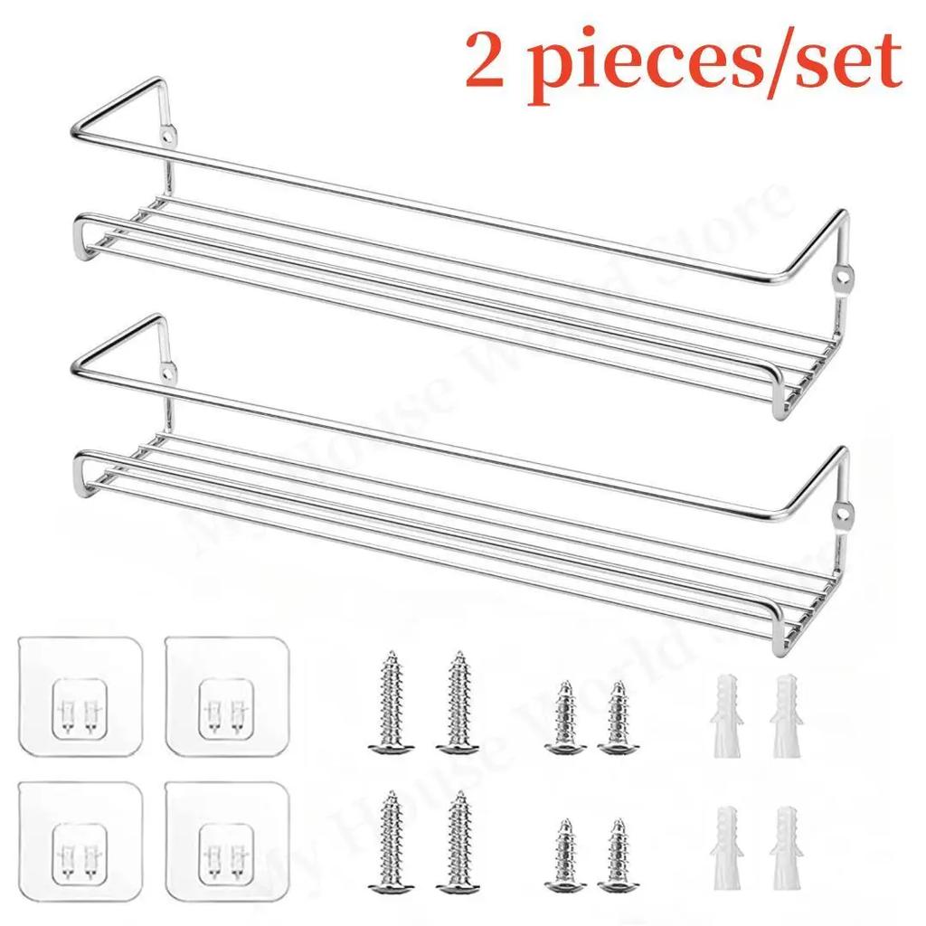 Kitchen Organizer Metal Hanging Spice Racks For Home Restaurant Wall-Mounted Seasoning Shelf Spice Jar Storage Rack Single Layer