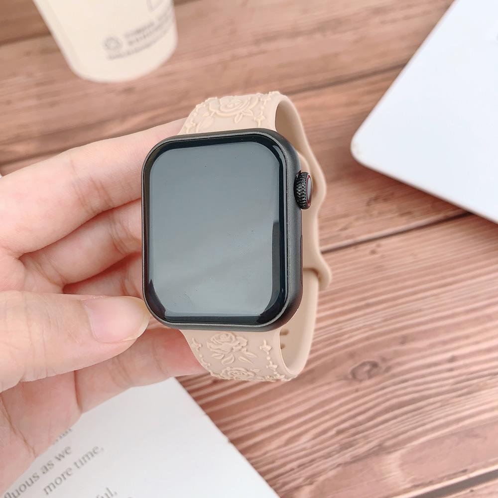 Engraved Strap for Apple watch band 45mm 44mm 42mm 49mm 40mm 41mm Silicone Bracelet Correa iWatch Series 8 9 7 6 5 4 3 Ultra SE